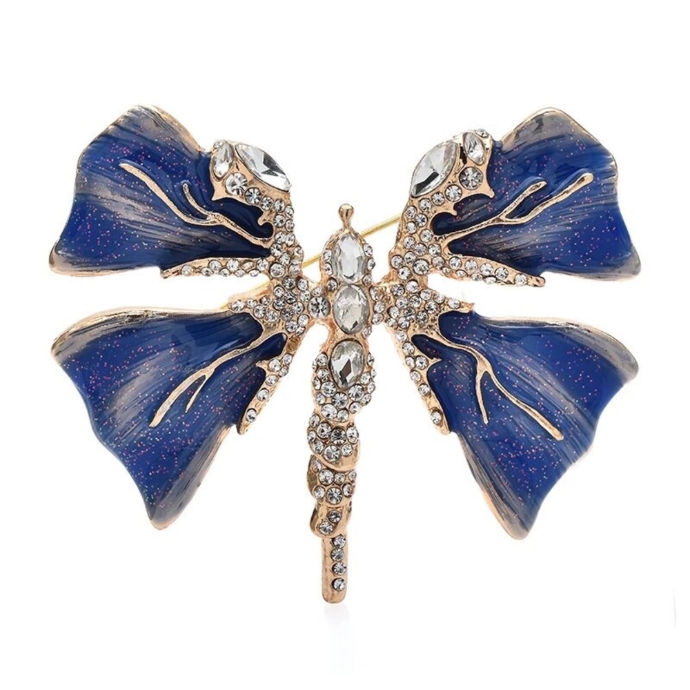 BLUE ENAMEL BUTTERFLY PIN / BROOCH